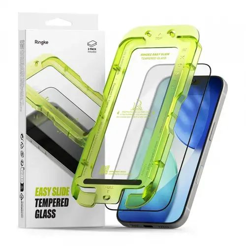 Folie de protectie Ecran Ringke Easy Slide pentru Apple iPhone Air, Sticla Securizata, Full Glue, Set 2 bucati