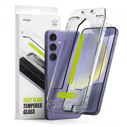 Folie de protectie Ecran Ringke Easy Slide pentru Samsung Galaxy S25 FE, Sticla Securizata, Full Glue, Set 2 bucati