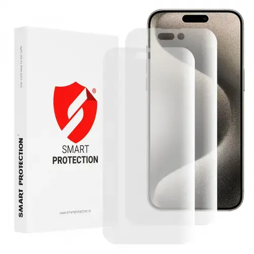 Folie de protectie Ecran Smart Protection Premium Classic pentru Apple iPhone 15 Pro Max, Plastic, Set 2 bucati