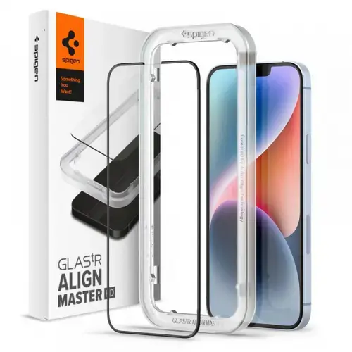 Folie de protectie Ecran Spigen GlastR Align Master pentru Apple iPhone 16e / 14 / 13 Pro / 13, Sticla Securizata, Full Glue