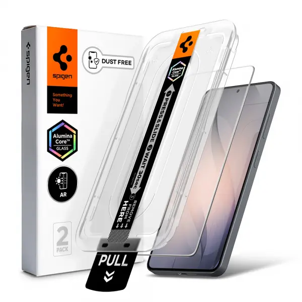 Folie de protectie Ecran Spigen GlastR EZ FIT Pro Anti-Reflection pentru Samsung Galaxy S26 Plus S947, Sticla Securizata, Full Glue, Set 2 bucati