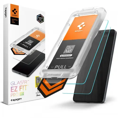 Folie de protectie Ecran Spigen GlastR EZ FIT Pro HD pentru Samsung Galaxy S26 S942, Sticla Securizata, Full Glue, Set 2 bucati