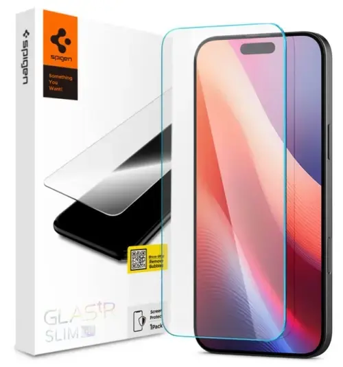 Folie de protectie Ecran Spigen GlastrR Slim HD pentru Apple iPhone 16 Pro, Sticla Securizata, Full Glue, 2.5D