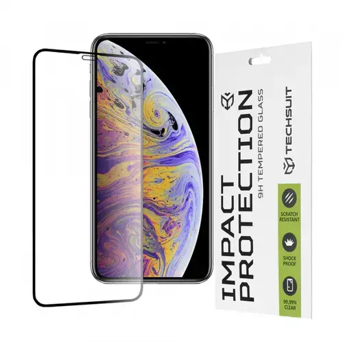 Folie de protectie Ecran Techsuit pentru Apple iPhone 11 Pro Max / XS Max, Sticla Securizata, Full Glue, 111D