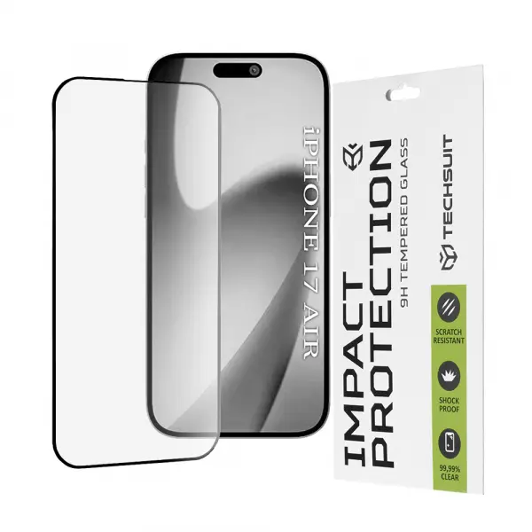 Folie de protectie Ecran Techsuit pentru Apple iPhone 17 Air, Sticla Securizata, Full Glue, 111D, Neagra