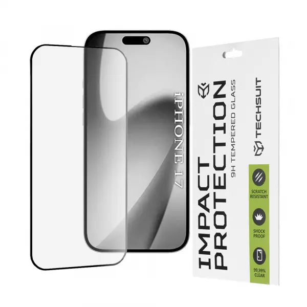 Folie de protectie Ecran Techsuit pentru Apple iPhone 17, Sticla Securizata, Full Glue, 111D, Neagra