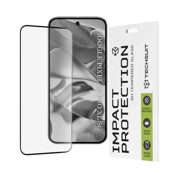 Folie de protectie Ecran Techsuit pentru Google Pixel 10 Pro XL, Sticla Securizata, Full Glue, 111D, Neagra