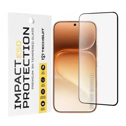Folie de protectie Ecran Techsuit pentru Honor 600 Pro / 600, Sticla Securizata, Full Glue, Neagra