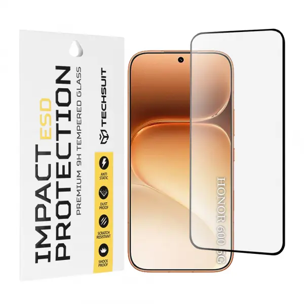Folie de protectie Ecran Techsuit pentru Honor 600 Pro / 600, Sticla Securizata, Full Glue, Neagra