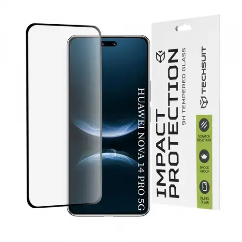 Folie de protectie Ecran Techsuit pentru Huawei nova 14 Pro, Sticla Securizata, Full Glue, 111D, Neagra