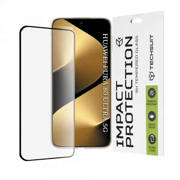 Folie de protectie Ecran Techsuit pentru Huawei Pura 80 Ultra, Sticla Securizata, Full Glue, 111D, Neagra