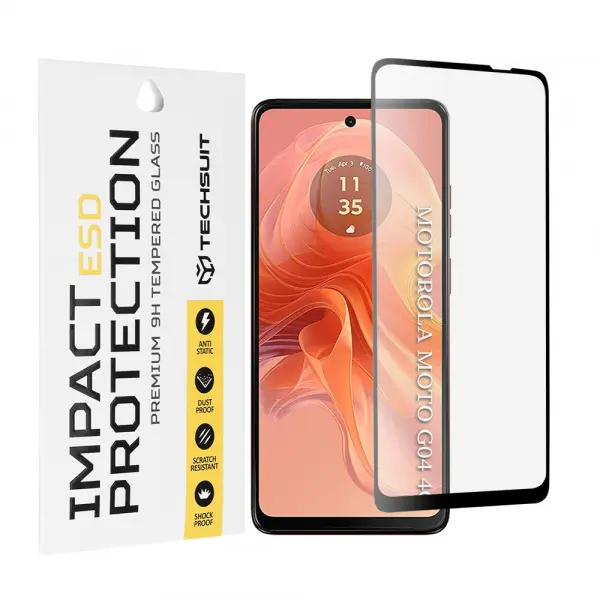 Folie de protectie Ecran Techsuit pentru Motorola Moto G04s / E14 / G24 Power / G04 / G24, Sticla Securizata, Full Glue, Neagra