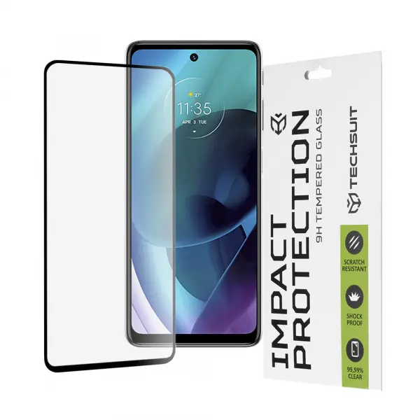 Folie de protectie Ecran Techsuit pentru Motorola Moto G51 5G, Sticla Securizata, Full Glue, 111D, Neagra