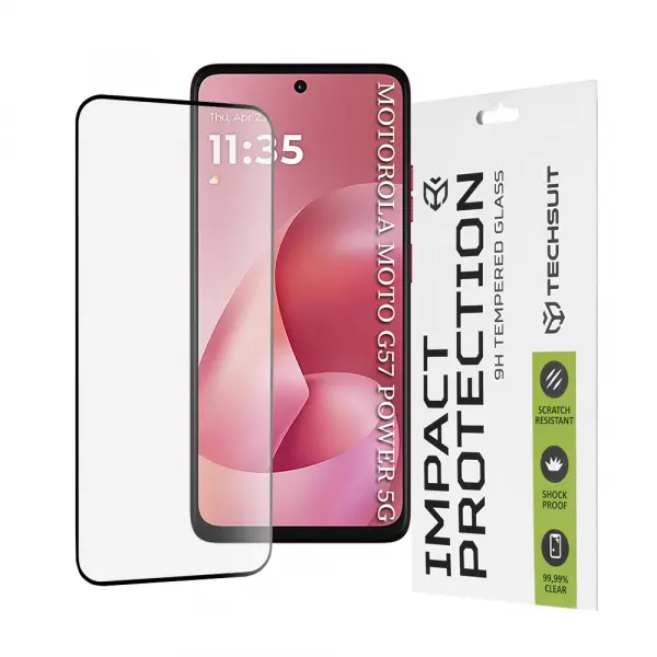 Folie de protectie Ecran Techsuit pentru Motorola Moto G67 Power / G57 Power, Sticla Securizata, Full Glue, 111D, Neagra