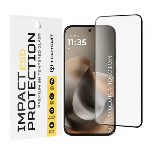 Folie de protectie Ecran Techsuit pentru Motorola Moto G77 / G67, Sticla Securizata, Full Glue, Neagra