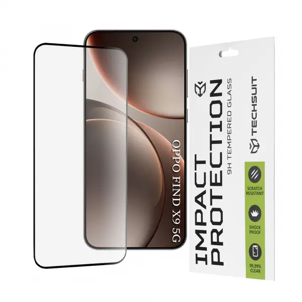 Folie de protectie Ecran Techsuit pentru Oppo Find X9, Sticla Securizata, Full Glue, 111D, Neagra