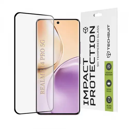 Folie de protectie Ecran Techsuit pentru Realme 14 Pro, Sticla Securizata, Full Glue, 111D