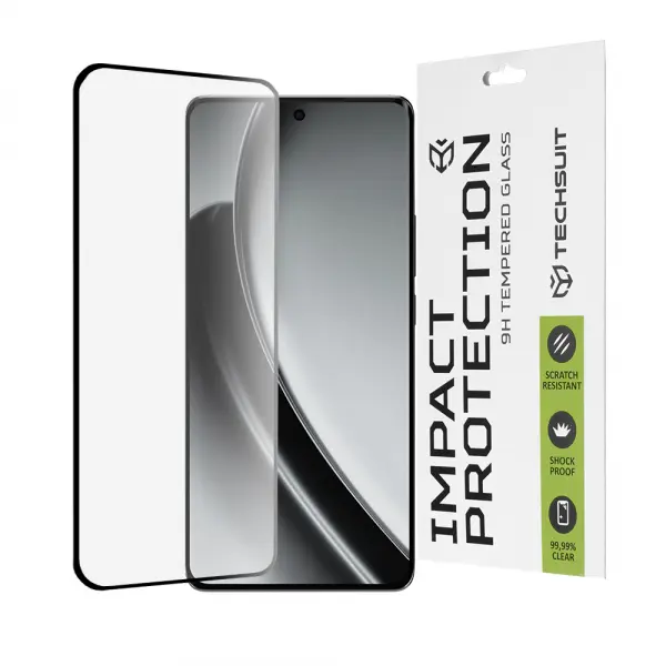 Folie de protectie Ecran Techsuit pentru Realme GT 6T / GT 6, Sticla Securizata, Full Glue, 111D, Neagra