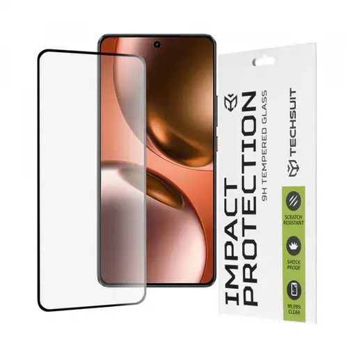 Folie de protectie Ecran Techsuit pentru Realme GT 7, Sticla Securizata, Full Glue, 111D (Transparent/Negru)