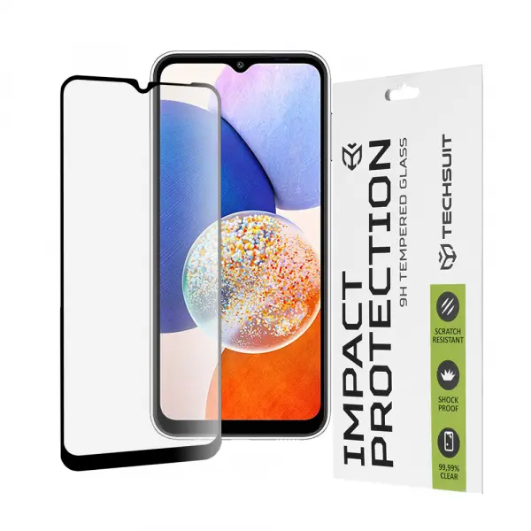 Folie de protectie Ecran Techsuit pentru Samsung Galaxy A14 A145 / A14 5G A146, Sticla Securizata, Full Glue, 111D, Neagra