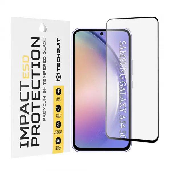 Folie de protectie Ecran Techsuit pentru Samsung Galaxy A54 A546, Sticla Securizata, Full Glue, Neagra