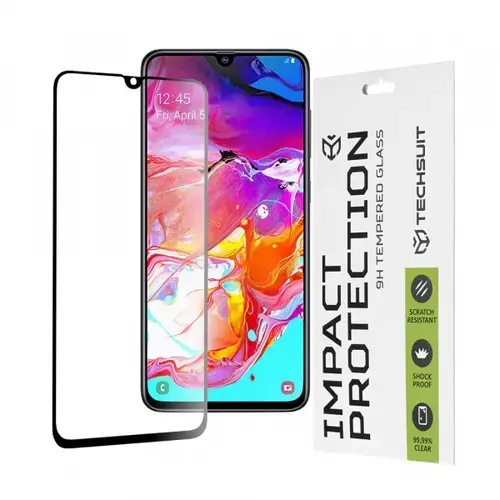 Folie de protectie Ecran Techsuit pentru Samsung Galaxy A70s A707 / A90 5G A908 / A70 A705, Sticla Securizata, Full Glue, 111D