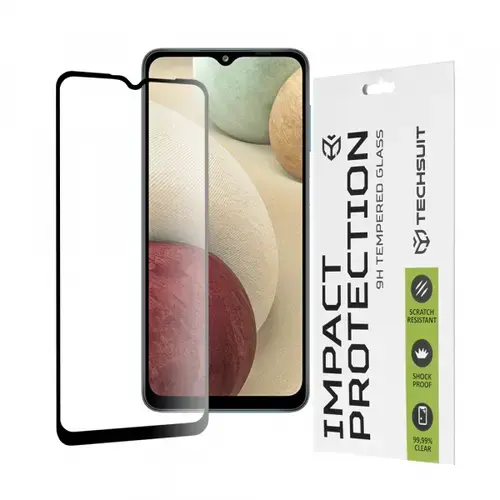 Folie de protectie Ecran Techsuit pentru Samsung Galaxy F12 F127 / A12 Nacho A127 / M02 M022 / M12 M127, Sticla Securizata, Full Glue, 111D