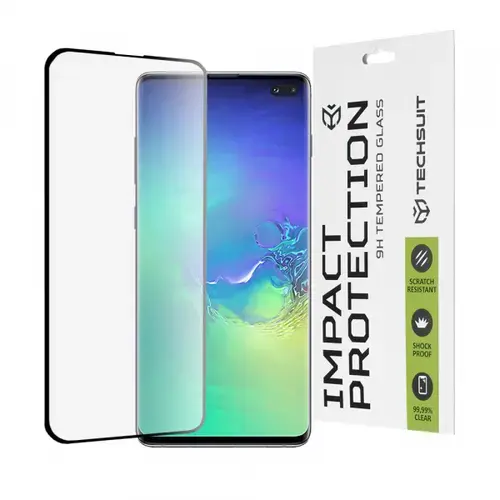 Folie de protectie Ecran Techsuit pentru Samsung Galaxy S10+ G975, Sticla Securizata, Full Glue, 111D