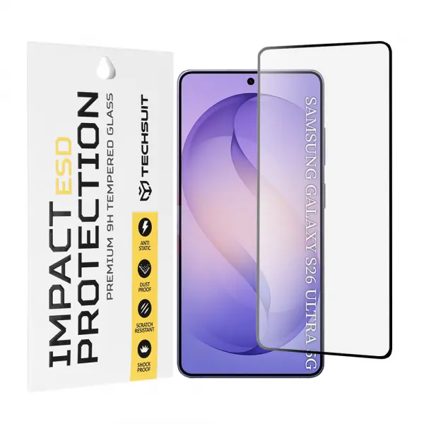 Folie de protectie Ecran Techsuit pentru Samsung Galaxy S26 Ultra S948, Sticla Securizata, Full Glue, Neagra
