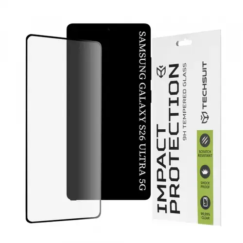 Folie de protectie Ecran Techsuit pentru Samsung Galaxy S26 Ultra, Sticla Securizata, Full Glue, 111D, Neagra