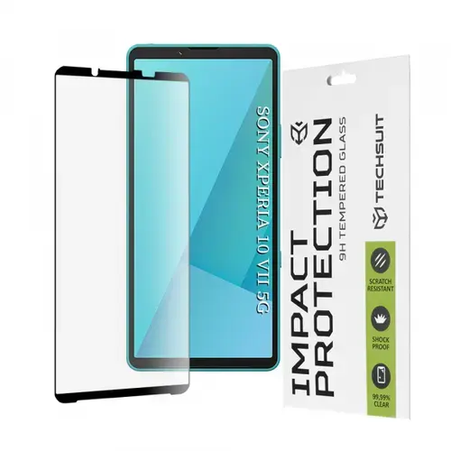 Folie de protectie Ecran Techsuit pentru Sony Xperia 10 VII, Sticla Securizata, Full Glue, 111D