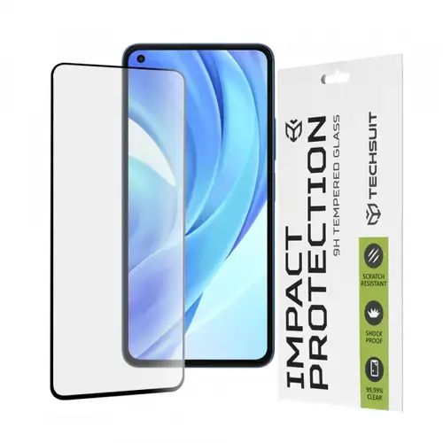 Folie de protectie Ecran Techsuit pentru Xiaomi 11 Lite 5G NE / Mi 11 Lite 5G / 11 Lite, Sticla securizata, Full Glue, 111D (Transparent/Negru)