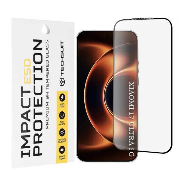 Folie de protectie Ecran Techsuit pentru Xiaomi 17 Ultra, Sticla Securizata, Full Glue, Neagra