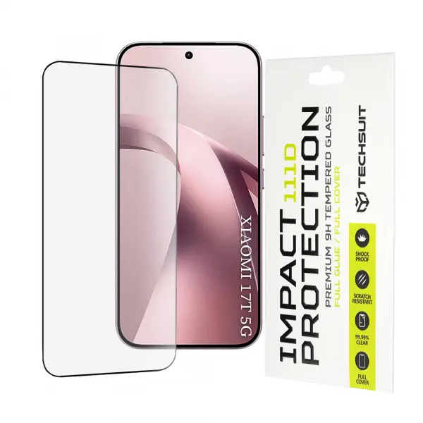 Folie de protectie Ecran Techsuit pentru Xiaomi 17T, Sticla Securizata, Full Glue, 111D, Neagra