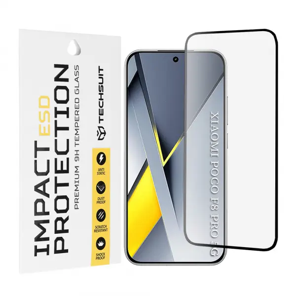 Folie de protectie Ecran Techsuit pentru Xiaomi Poco F8 Pro, Sticla Securizata, Full Glue, Neagra