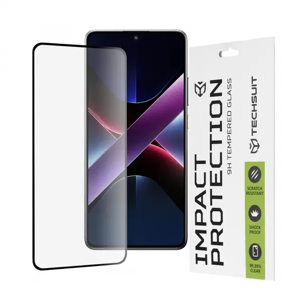 Folie de protectie Ecran Techsuit pentru Xiaomi Poco X7 Pro, Sticla Securizata, Full Glue, 111D, Neagra