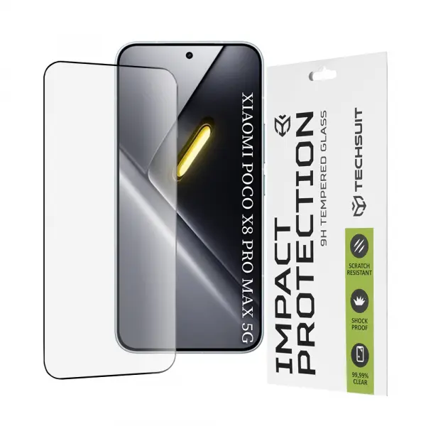 Folie de protectie Ecran Techsuit pentru Xiaomi Poco X8 Pro Max, Sticla Securizata, Full Glue, 111D, Neagra