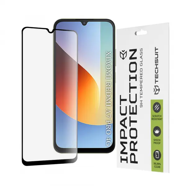 Folie de protectie Ecran Techsuit pentru Xiaomi Redmi A7 Pro 4G, Sticla Securizata, Full Glue, 111D, Neagra