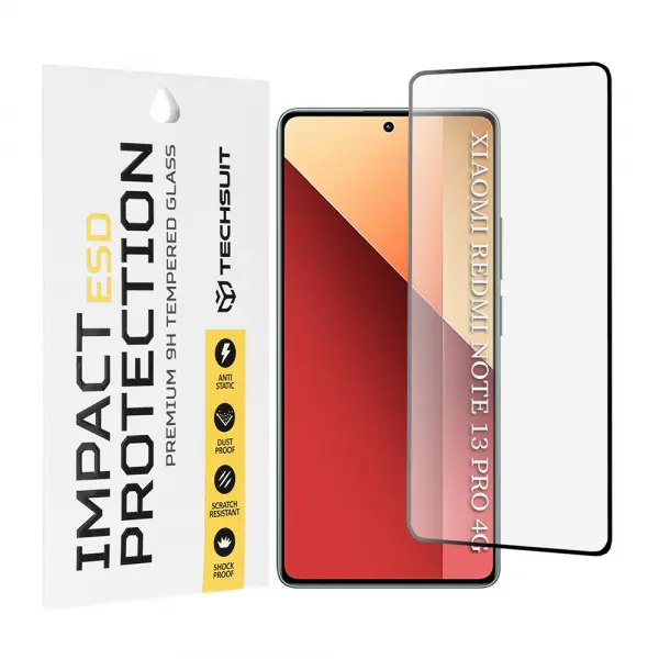 Folie de protectie Ecran Techsuit pentru Xiaomi Redmi Note 13 Pro 4G / Poco M6 Pro 4G, Sticla Securizata, Full Glue, Neagra