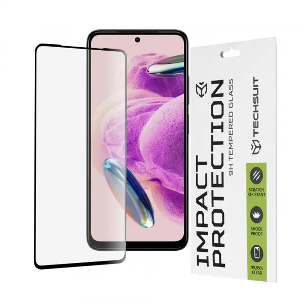Folie de protectie Ecran Techsuit pentru Xiaomi Redmi Note 12S, Sticla Securizata, Full Glue, 111D, Neagra