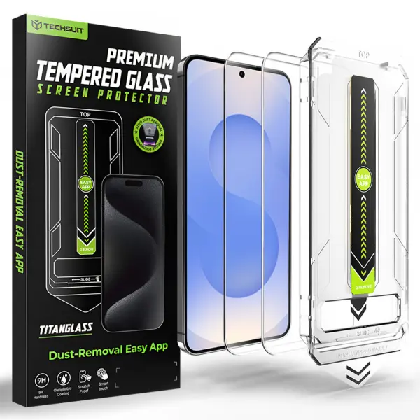 Folie de protectie Ecran Techsuit TitanGlass CrystalHD pentru Samsung Galaxy S26 S942, Sticla Securizata, Full Glue, Set 2 bucati
