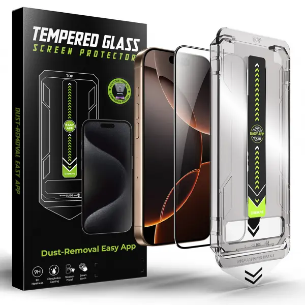 Folie de protectie Ecran Techsuit TitanGlass pentru Apple iPhone 17 Pro, Sticla Securizata, Full Glue, Neagra