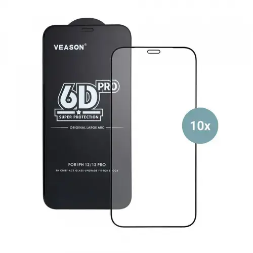 Folie de protectie Ecran Veason PRO pentru Apple iPhone 17 Pro, Sticla Securizata, Full Glue, Set 10 bucati, 6D