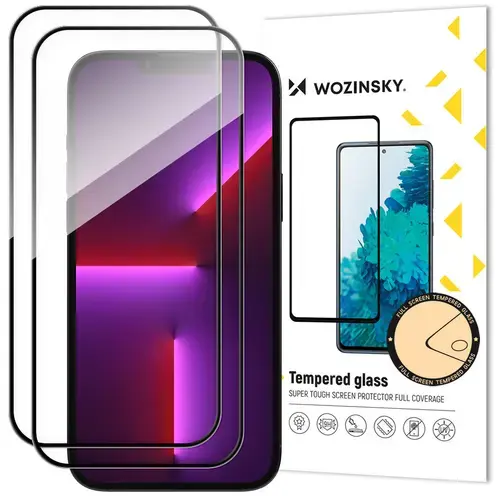 Folie de protectie Ecran WZK pentru Apple iPhone 14 Pro, Sticla securizata, Full Glue, Set 2 bucati, Neagra