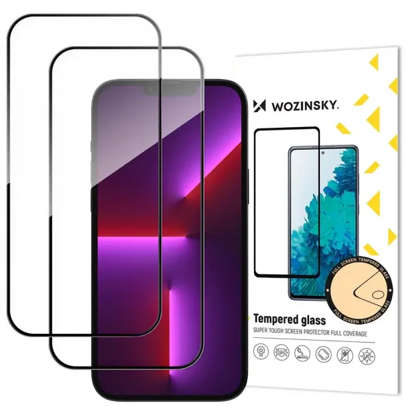 Folie de protectie Ecran WZK pentru Apple iPhone 17 Pro Max, Sticla Securizata, Full Glue, Set 2 bucati, Neagra