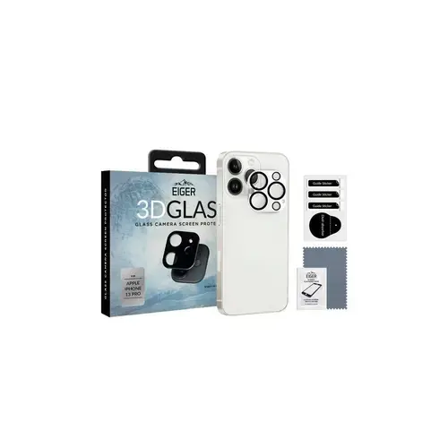 Folie Eiger 3D Glass Camera compatibila cu iPhone 13 Pro Clear, 9H, 0.33mm