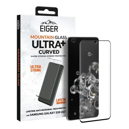 Folie Eiger Sticla + Ultra 3D Case Friendly compatibila cu Samsung Galaxy S20 Ultra, Clear Black
