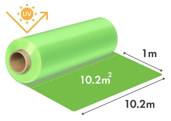 Folie LDPE (polietilena) aditivată UV pentru solarii/sere, Verde - 10.2m x 150my - Agritech, 1m liniar= 10.2mp