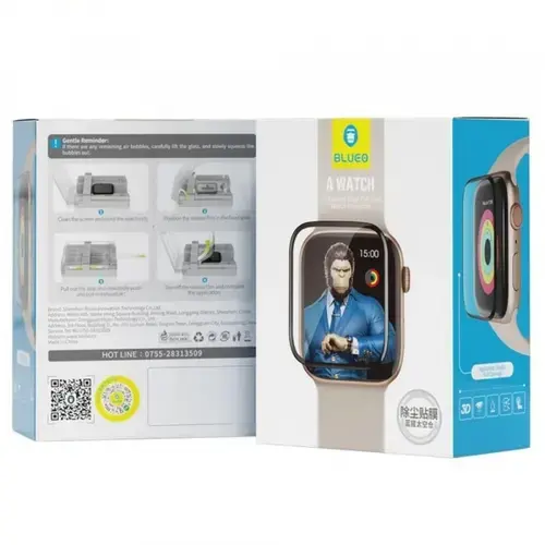 Folie Protectie Blueo High Molecule pentru Apple Watch 8 / 7 41mm Series, Sticla Securizata