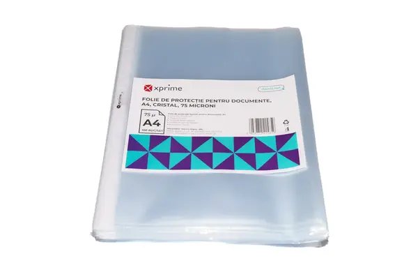 Folie protectie documente A4 XPrime cristal 75 microni 100 bucati/set Folie protectie documente A4 XPrime cristal 75 microni 100 bucati/set
